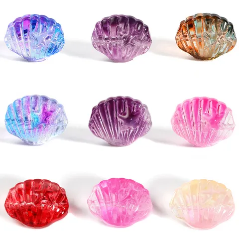 Double Sided Starfish Seashell Glass Loose Beads Clear Translucent Spacer Beads For DIY Bracelet Necklace Craft Jewelry Making Components