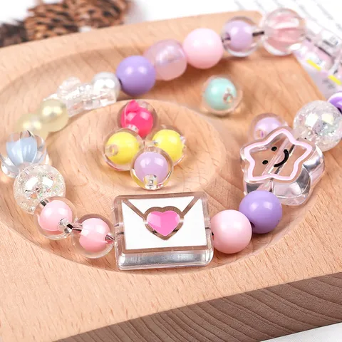 Colorful Acrylic Bead In Bead Round Loose Beads Clear Plastic Beads For DIY Phone Chain Jewelry Making Craft Accessories