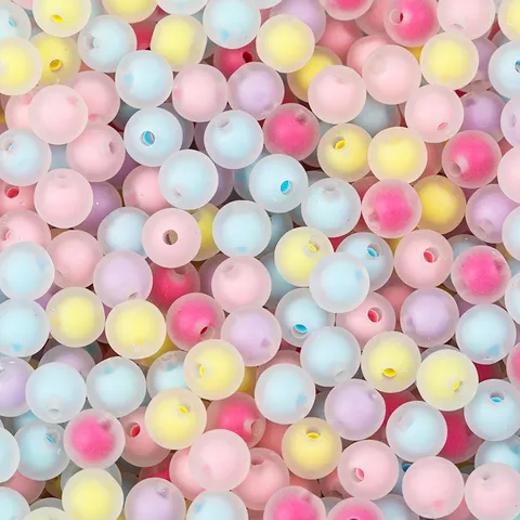 Perline Tonde Smerigliate Acrilico Sfumate Colori Sciolte Per DIY Bambini Bracciali Collane Creazione Gioielli