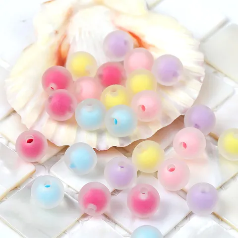 Perline Tonde Smerigliate Acrilico Sfumate Colori Sciolte Per DIY Bambini Bracciali Collane Creazione Gioielli