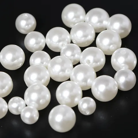 High Gloss ABS Artificial Pearl Loose Beads Round Straight Hole Pearl For DIY Craft Jewelry Necklace Bracelet Making Accessories Findings