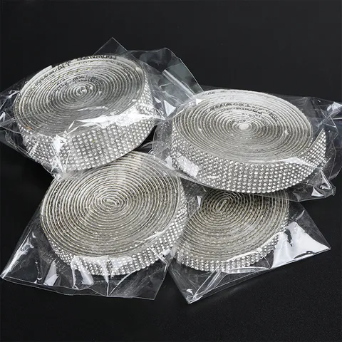 Self Adhesive Hot Melt Rhinestone Ribbons Mesh Trim Strips Sparkling Glass Crystal Ribbon For DIY Crafts Apparel Accents Jewelry Making Embellishments