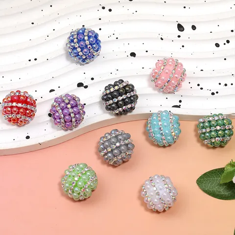 Perles Incrustées de Strass et Perles Artificielles en Acrylique Couleur Macaron pour Accessoires de Bricolage Stylo et Porte-clés