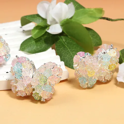 Perline in Lega di Camelia a Forma di Corona Cuore Farfalla Perline di Perla Artificiale per Fai da Te Portachiavi Accessori per Creazione Gioielli