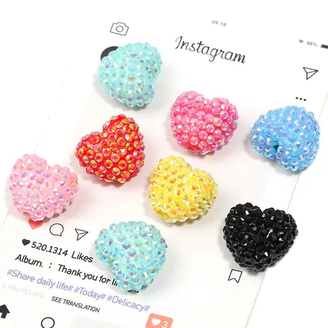 Bling Herz Harz Perlen Strass Lose Abstandshalter Kugel Perlen Bunte Bastelbedarf Charm Für DIY Stift Schlüsselanhänger Machen Mode Accessoires