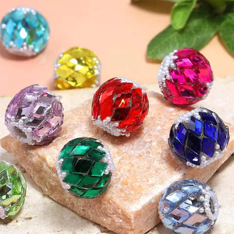Perles de Boule de Strass en Losange Avec Perle Artificielle Incrustée Argile Lâche Intercalaires Perles pour Fait à la Main DIY Perles Stylo Chaîne de Téléphone Accessoire