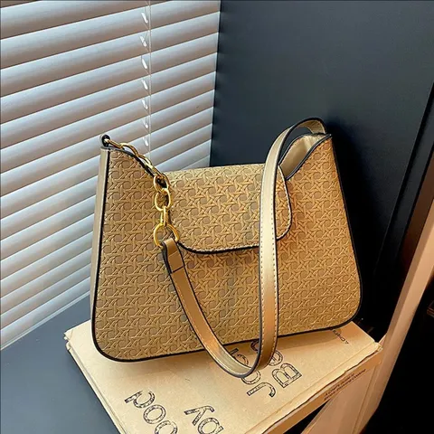 Sac Bandoulière Aisselle en Cuir PU Texture Tissée Sac Carré Mandataire Mode Femme