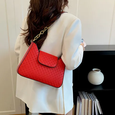 Sac Bandoulière Aisselle en Cuir PU Texture Tissée Sac Carré Mandataire Mode Femme