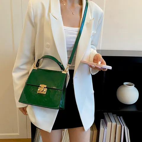 Women Fashion PU Leather Crossbody Bag Luxury Designer Top Handle Satchel Purse With Metal Lock And Adjustable Strap