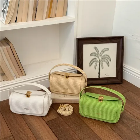 Borsa a Tracolla Intrecciata in Pelle PU da Donna Stile Coreano Casual Manico Superiore Piccola Borsa Quadrata Borsa a Mano Quotidiana