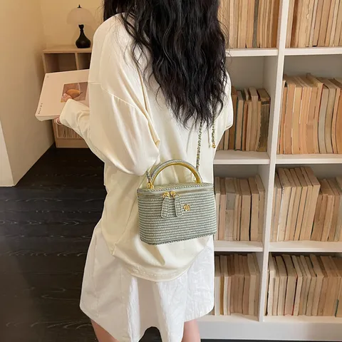 Women Retro PU Leather Diamond Lattice Chain Crossbody Bag Luxury Designer Handbag Small Square Box Bag