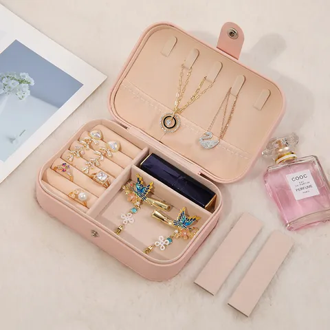 Portable PU Leather Jewelry Box Large Capacity Jewelry Storage Case Travel Organizer For Rings Necklaces Earrings Women Gift
