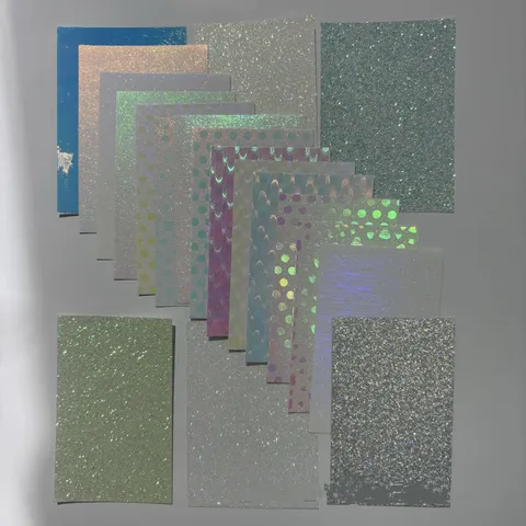 Holographic Glitter Cardstock Heart Dot Pattern DIY Badge Paper Laser Flash Decorative Craft Paper For Scrapbooking Projects