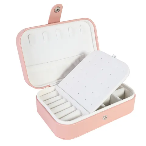 Portable PU Leather Jewelry Organizer Box Large Capacity Travel Storage Case For Rings Earrings Necklaces Quilted Design