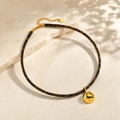 Collar Gargantilla de Acero Inoxidable con Estampado de Leopardo para Mujer Chapado en Oro Colgante de Gota de Agua Strass Ajustable