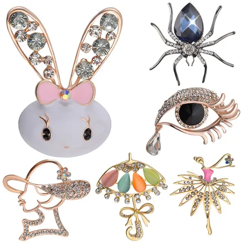 Eleganter Legierung Strass Brosche Pin Glänzende Kristall Geometrische Tier Abzeichen Zubehör Für Kleidung Dekoration Damen Bankett Schmuck
