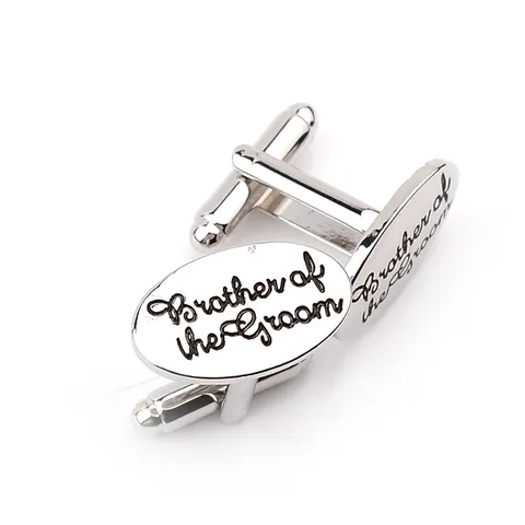 Style Occidental Alliage Lettre Boutons de Manchette Brother Of The Groom Couleur Argent Électroplaqué Chemise Boutons de Manchette pour Mariage Marié Frère Hommes Accessoires