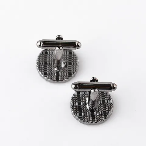 Men's Vintage Round Striped French Cufflinks Electroplated Alloy Gunmetal Shirt Cuff Links For Business Wedding Party Jewelry