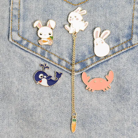 Süße Cartoon Tier Legierung Emaille Brosche Nadeln Für Denim Jacken Taschen Süße Hase Wal Krabbe Reversnadel Abzeichen Kreativer Spaß Schmuck Geschenk Für Freunde