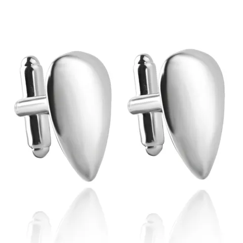Boutons de Manchette Français Business pour Hommes Forme Goutte d'Eau en Alliage Argenté pour Chemise de Mariage Banquet