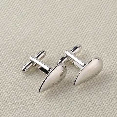 Boutons de Manchette Français Business pour Hommes Forme Goutte d'Eau en Alliage Argenté pour Chemise de Mariage Banquet