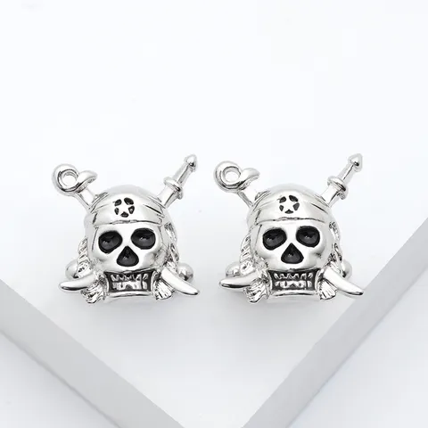 Boutons de Manchette en Alliage de Crâne Style Français Plaqué Argent Émail Boutons de Manchette pour Hommes Classique Affaires Mariage Accessoire Bijoux Cadeau