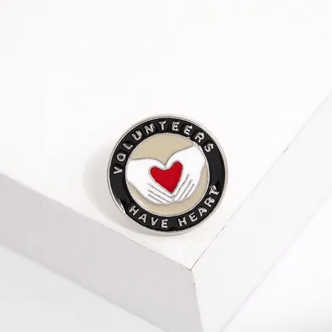 Kreative Volunteers Have Heart Brosche Pin Legierung Geometrische Herz Hände Abzeichen Für Jeansjacke Rucksack Unisex Schmuck