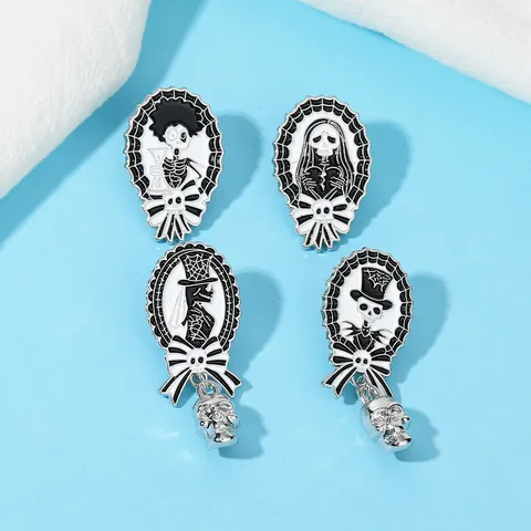 Broche Squelette Gothique Punk Électroplaqué Alliage Sombre Halloween Badges Épingles Pour Vêtements Accessoires Unisexe Bijoux Cadeaux