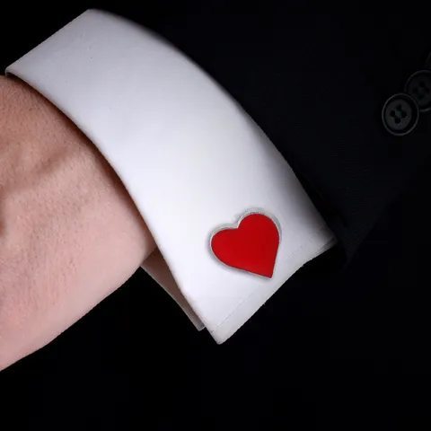 French Style Alloy Heart Drip Glue Cufflinks Red Blue Black Electroplated Shirts Cuff Links For Wedding Banquet Valentine Day Jewelry Gift
