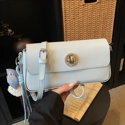 Sac Bandoulière Mode en Cuir PU pour Femme Petit Sac à Main Carré Décontracté Sac d'Épaule Simple avec Serrure en Métal