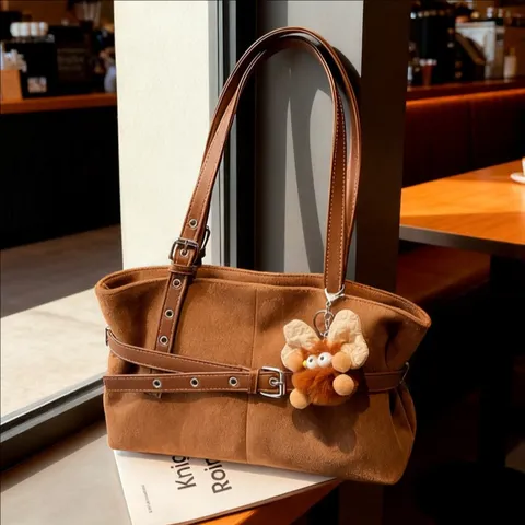 Borsa Tote Vintage Invernale in Camoscio Sintetico per Donna Borsa a Tracolla Casual Grande Capacità