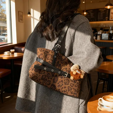 Borsa Tote Vintage Invernale in Camoscio Sintetico per Donna Borsa a Tracolla Casual Grande Capacità