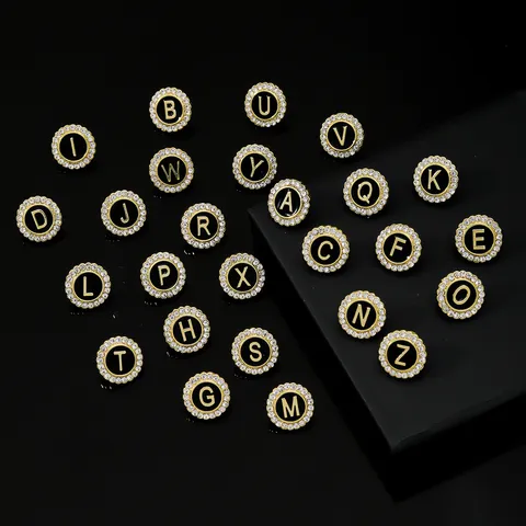 Vintage Court Alloy Rhinestone English Letter Round Brooch Cufflinks Tie Clip Fashion Casual Business Unisex Jewelry Accessary