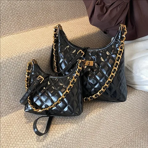 Sac Bandoulière Matelassé pour Femmes en Cuir PU Sac Croisé Mode Chaîne Sous les Aisselles Sac à Main Casual