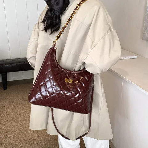 Sac Bandoulière Matelassé pour Femmes en Cuir PU Sac Croisé Mode Chaîne Sous les Aisselles Sac à Main Casual