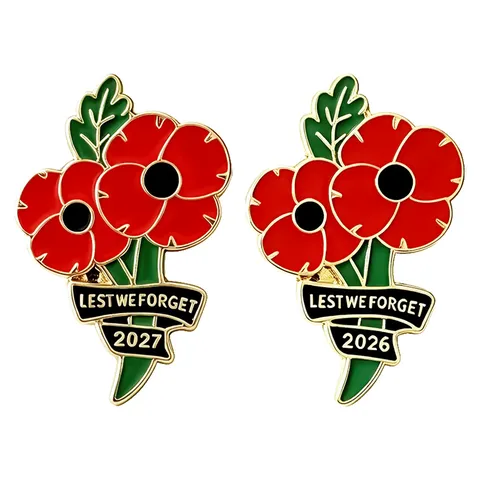 Remembrance Poppy Brooch Alloy Enamel Flower Pin Memorial Badge Lest We Forget Ribbon Brooch Jewelry Lapel Pin Gift Unisex Accessories