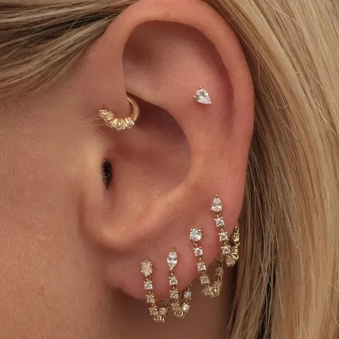 Fashion Zirconia Tassel Earring Collection Brass 18k Gold Plated Geometric Earring Stud Jewelry For Women