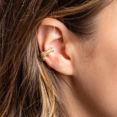 Geometrische Messing Ohrknochen Clip Keine Piercing Zirkonia Ohrringe Für Frauen Mode Verdrehte Linie Manschette Ohrringe