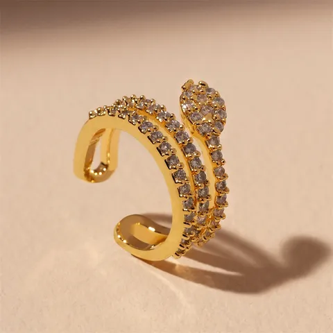 Mode Messing Strass Schlange Ohrklemme Ohne Ohrloch Tierform Clip Ohrringe Funkelnder Knorpelschmuck Für Damen Party Geschenk