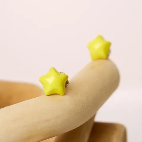 Minimalist Copper Enamel Star Stud Earrings For Women Cute Five Pointed Star Colorful Ear Studs Trendy Delicate Daily Jewelry Gift