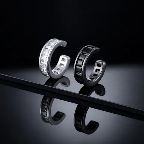 Moda Pendientes de Puño de Cobre Con Strass Forma de C Sin Perforación Pendientes de Clip Joyería Hip Hop Geométrica Para Hombres Mujeres