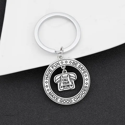 Porte-clés en Métal en Alliage de Zinc Cadeau de Fête des Mères Pendentif Téléphone Gravé Anneau de Clés Accessoires de Charme de Sac de Mode