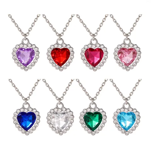 Classic Alloy Rhinestone Heart Pendant Necklace Ocean Heart Style Elegant Crystal Jewelry For Women Dating Party Daily Decor
