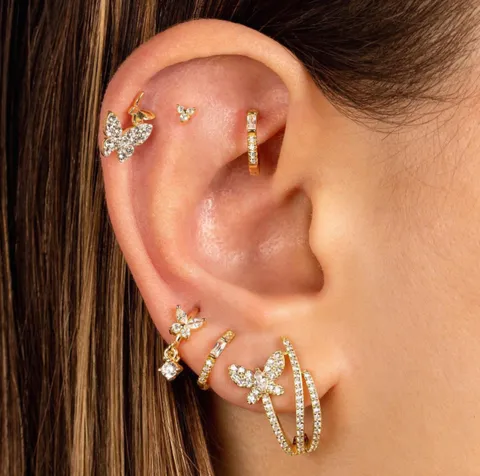 Eleganter Kupfer Schmetterling Ohrstecker Mit 925 Sterlingsilber Ohrstecker-Stift Gold Silber Strass Ohrringe Set Für Damen Mode Schmuck