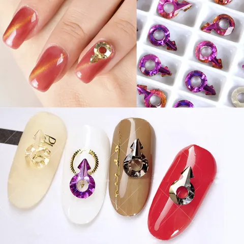 Glass Crystal Nail Art Rhinestones Arrow Shape Iridescent Manicure DIY Decorative Gems Nail Accessories