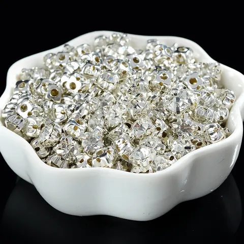 Round Sew On Glass Rhinestones With Metal Claw Base DIY Craft Crystal For Garments And Jewelry Making