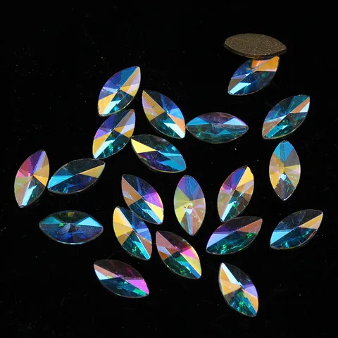Multi-Faceted AB Aurora Crystal Flatback Nail Rhinestones Irregular Shaped Glass Gemstones For DIY Nail Art Decoration Wedding Bridal Accessories