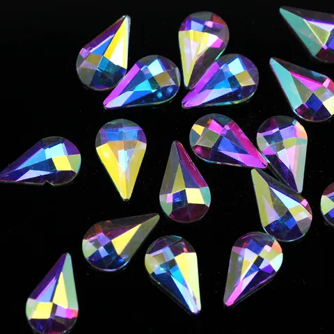 Multi-Faceted AB Aurora Crystal Flatback Nail Rhinestones Irregular Shaped Glass Gemstones For DIY Nail Art Decoration Wedding Bridal Accessories