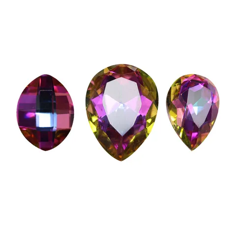 Diamantes de Imitación para Arte de Uñas Flama Rosa Rojo Iridiscente Vidrio Fondo Puntiagudo Múltiples Formas Cristales de Lujo 3D para Decoraciones de Uñas DIY