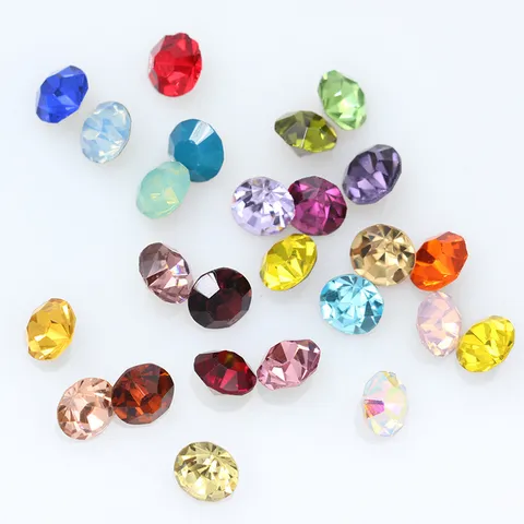 Large Pointed Back Round Glass Rhinestones Colorful Crystal Diamond Nail Art Phone Case DIY Craft Jewelry Decoration